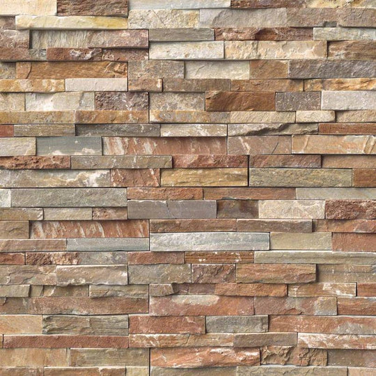 MS International RockMount Golden White 6" x 24" Split Face Stacked Stone Panel Quartzite Ledgestone