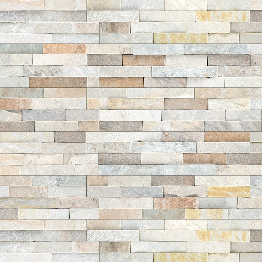 MS International RockMount Malibu Gold 6" x 24" Split Face Stacked Stone Panel Quartzite Ledgestone