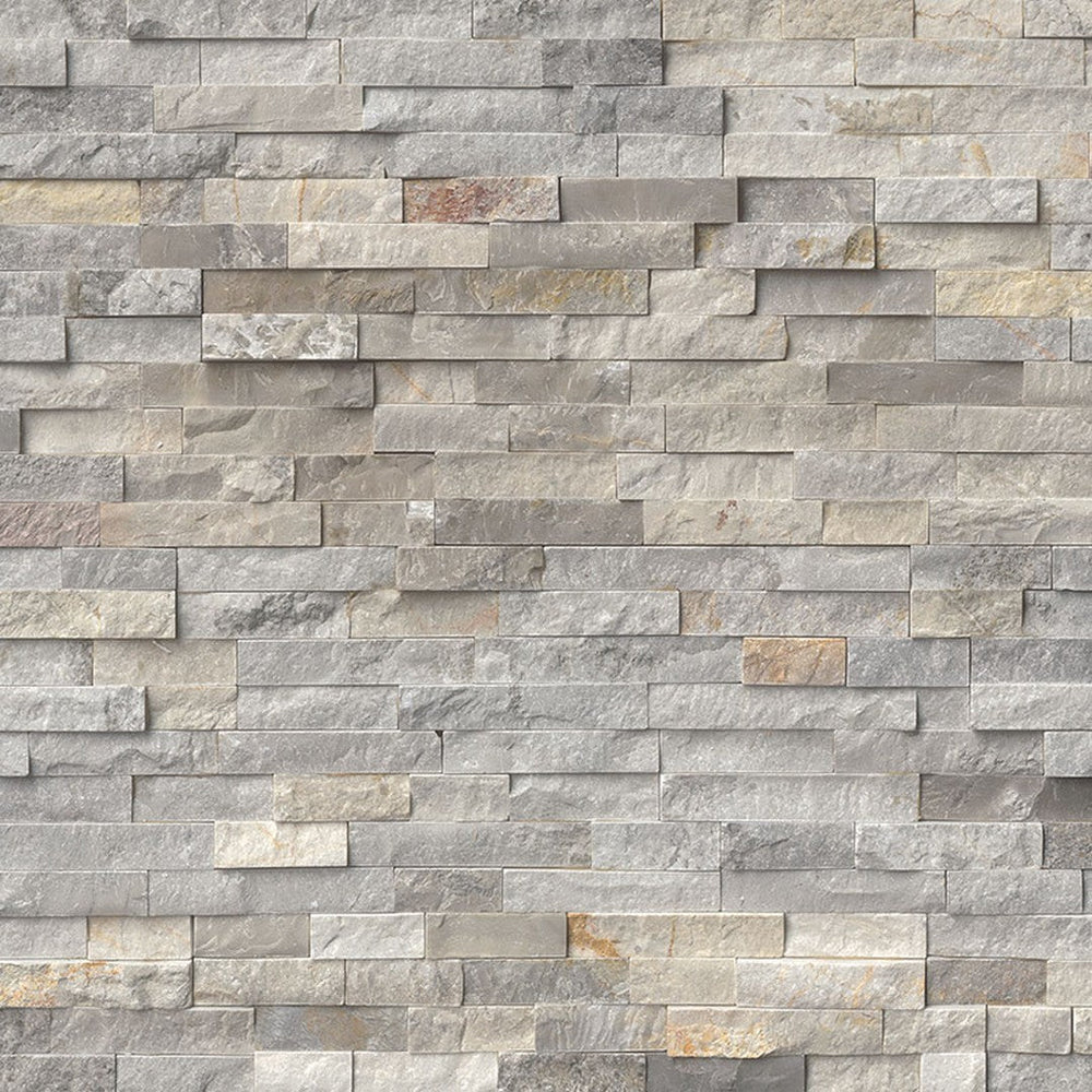 MS International RockMount Sunset Silver 6" x 24" Split Face Stacked Stone Panel Quartzite Ledgestone