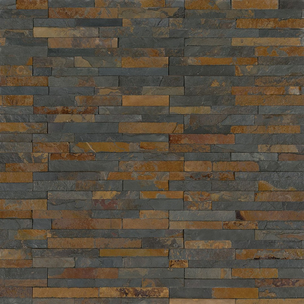 MS International RockMount Gold Rush 4.5" x 16" Split Face Stacked Stone M Panel Slate Mini Ledgestone