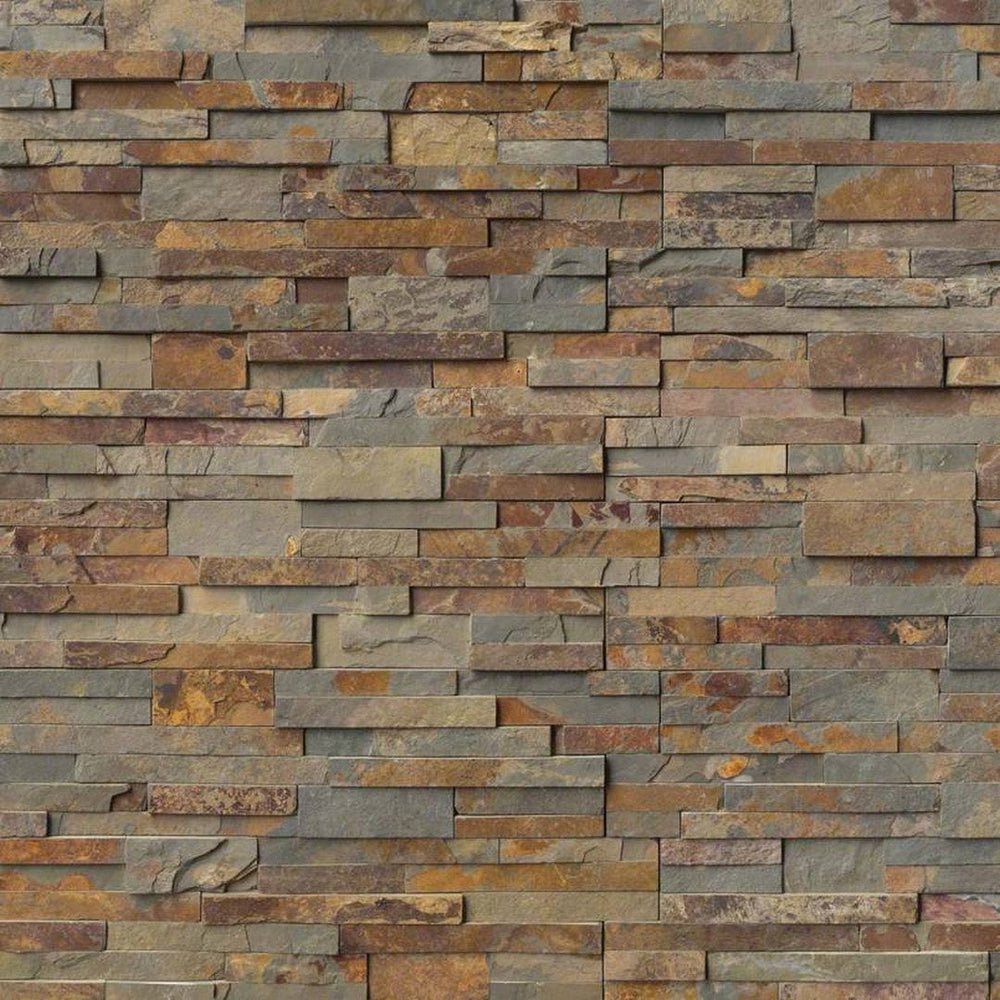 MS International RockMount Gold Rush 6" x 24" Split Face Stacked Stone Panel Slate Ledgestone