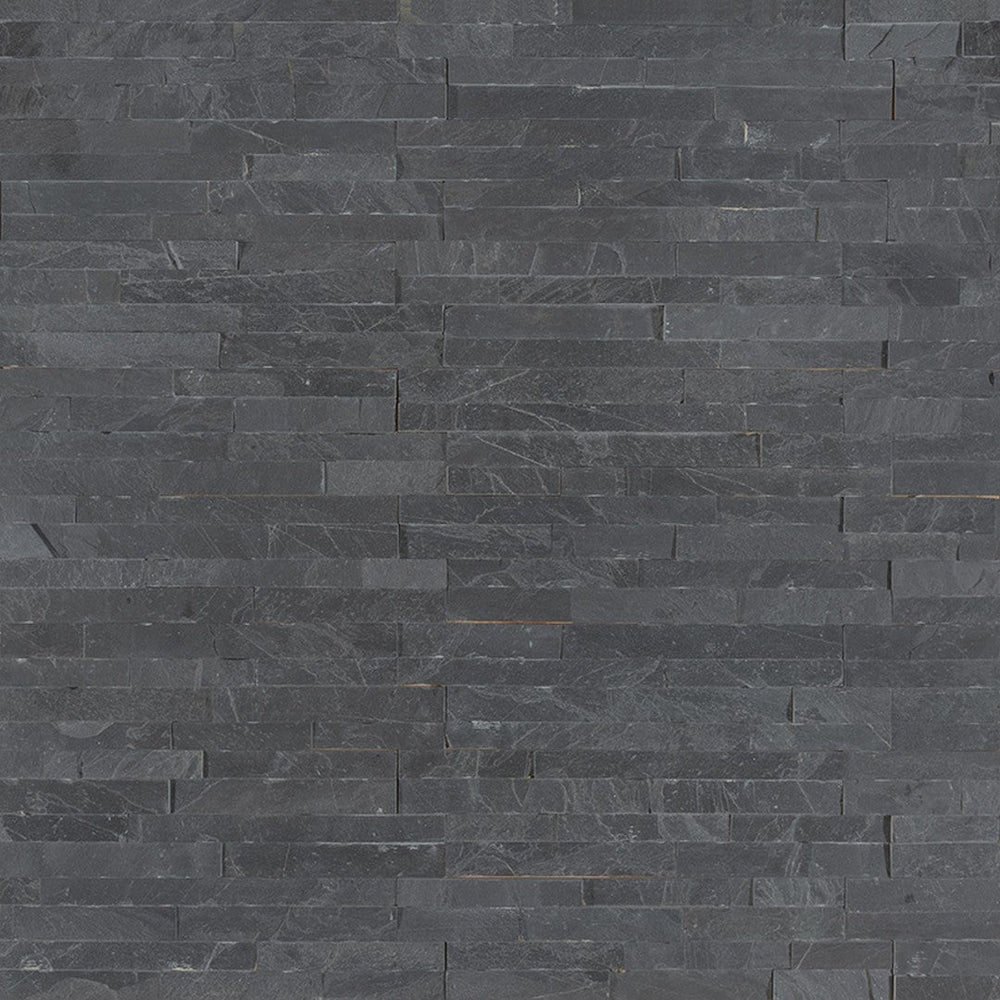 MS International RockMount Premium Black 4.5" x 16" Split Face Stacked Stone M Panel Slate Mini Ledgestone