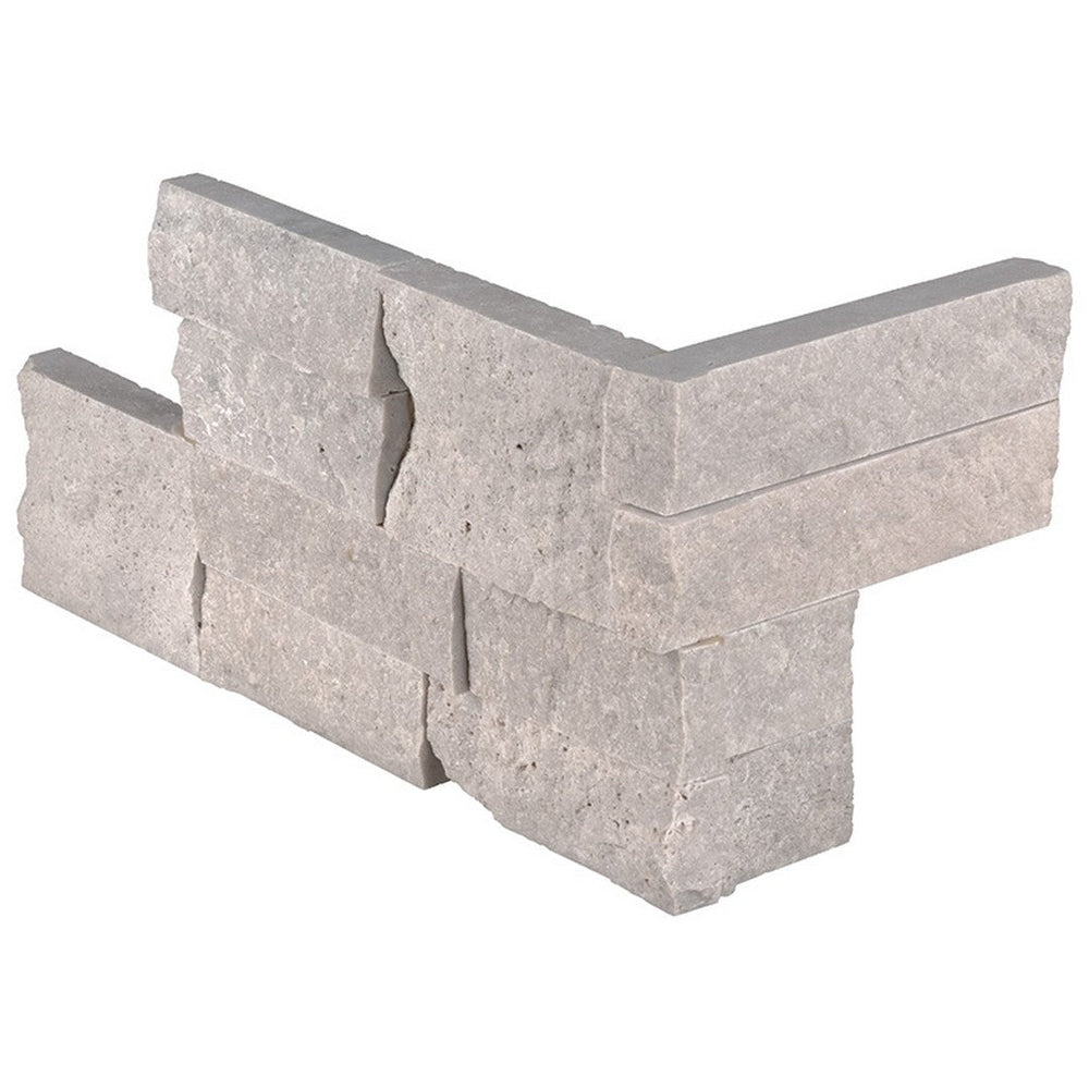 MS International RockMount Iceland Gray 6" x 18" Split Face Stacked Stone Panel Travertine Ledgestone Corner