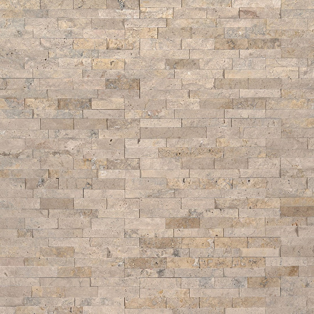 MS International RockMount Roman Beige 4.5" x 16" Split Face Stacked Stone M Panel Travertine Mini Ledgestone