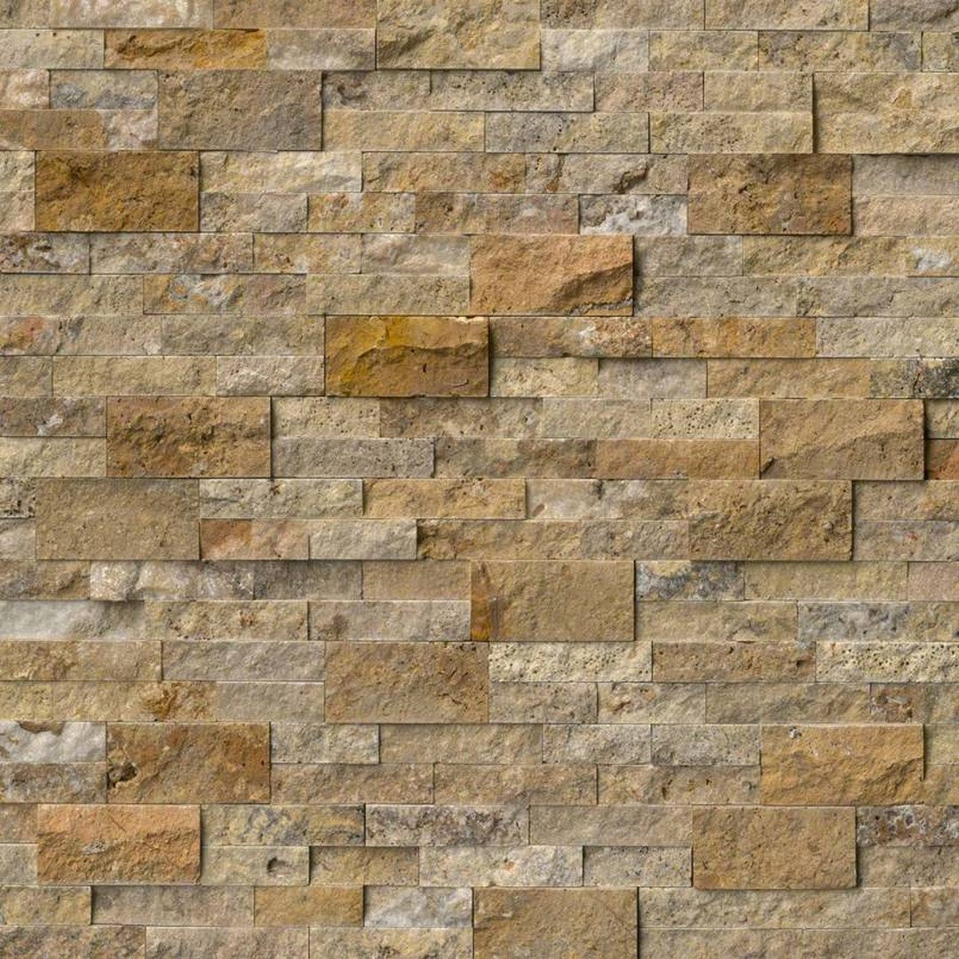 MS International RockMount Tuscany Scabas 6" x 24" Split Face Stacked Stone Panel Travertine Ledgestone