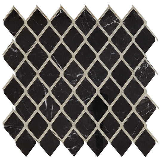 Daltile-Lavaliere-14-x-14-Polished-Natural-Stone-Chain-Link-Wall-Mosaic-Nero-Marquina-|-Antique-Mirror