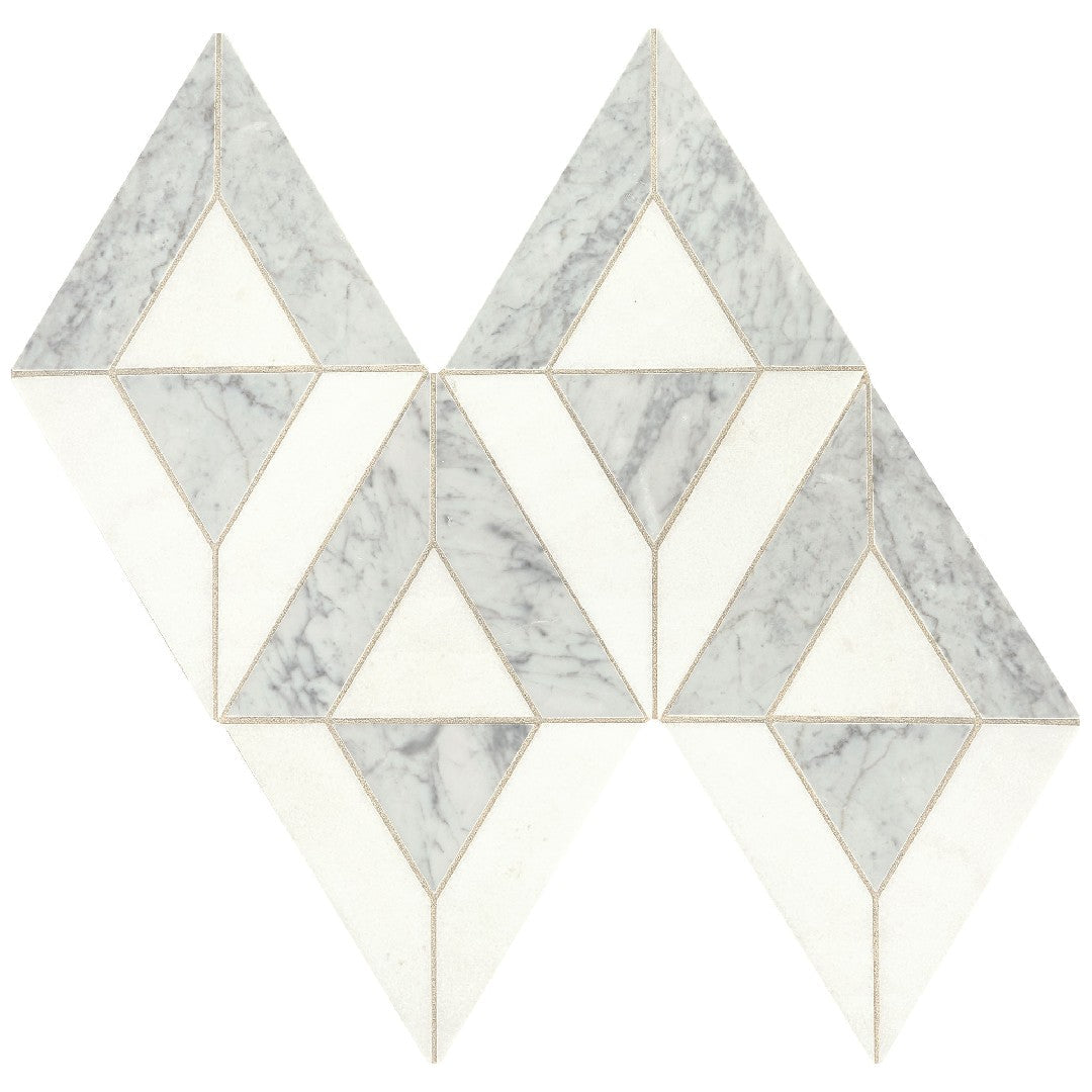 Daltile-Lavaliere-10-x-18-Honed-Natural-Stone-Radiant-Wall-Mosaic-Carrara-White-|-Thassos-White