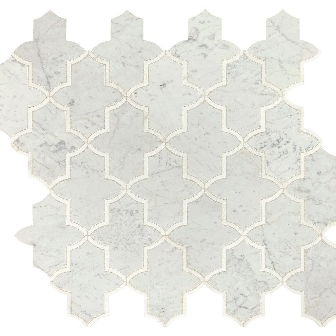 Daltile-Lavaliere-12-x-13-Polished-Natural-Stone-Byzantine-Wall-Mosaic-Carrara-White-|-Thassos-White