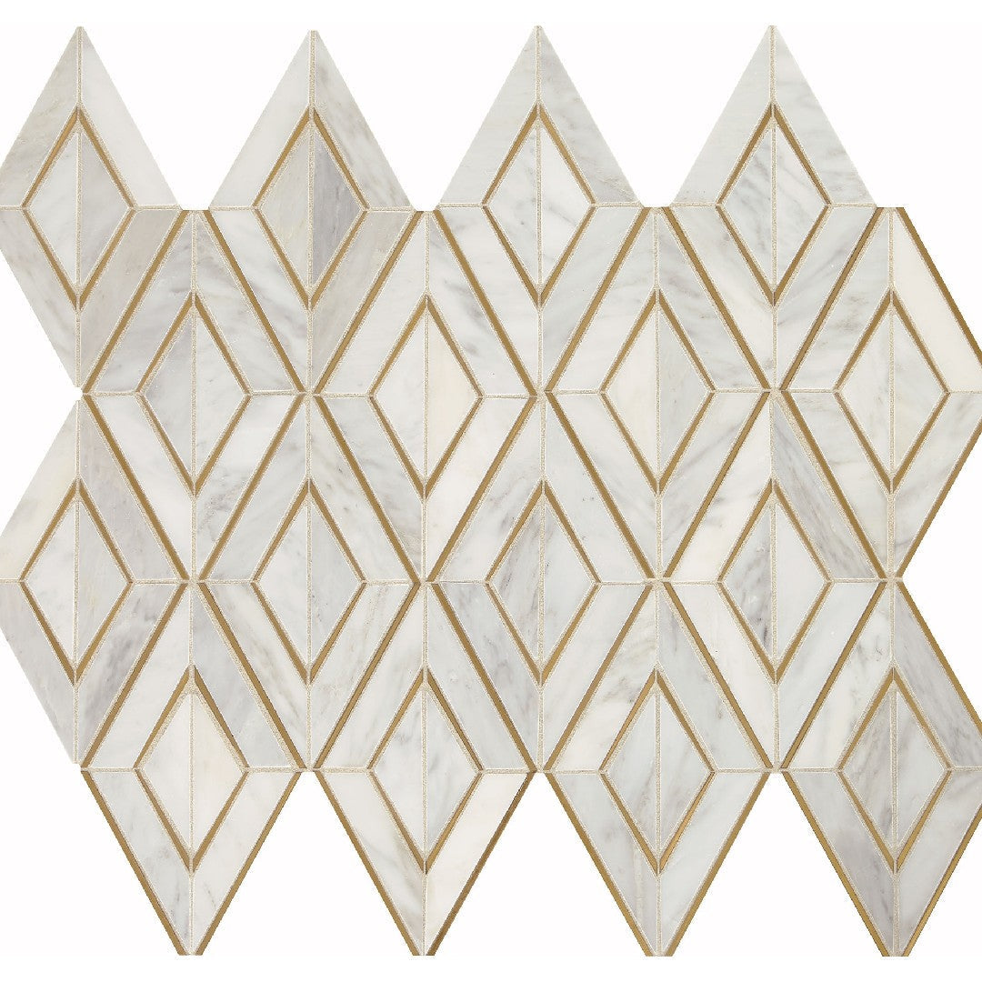 Daltile-Lavaliere-10-x-12-Polished-Natural-Stone-Diamond-Wall-Mosaic-First-Snow-Elegance-|-Brass