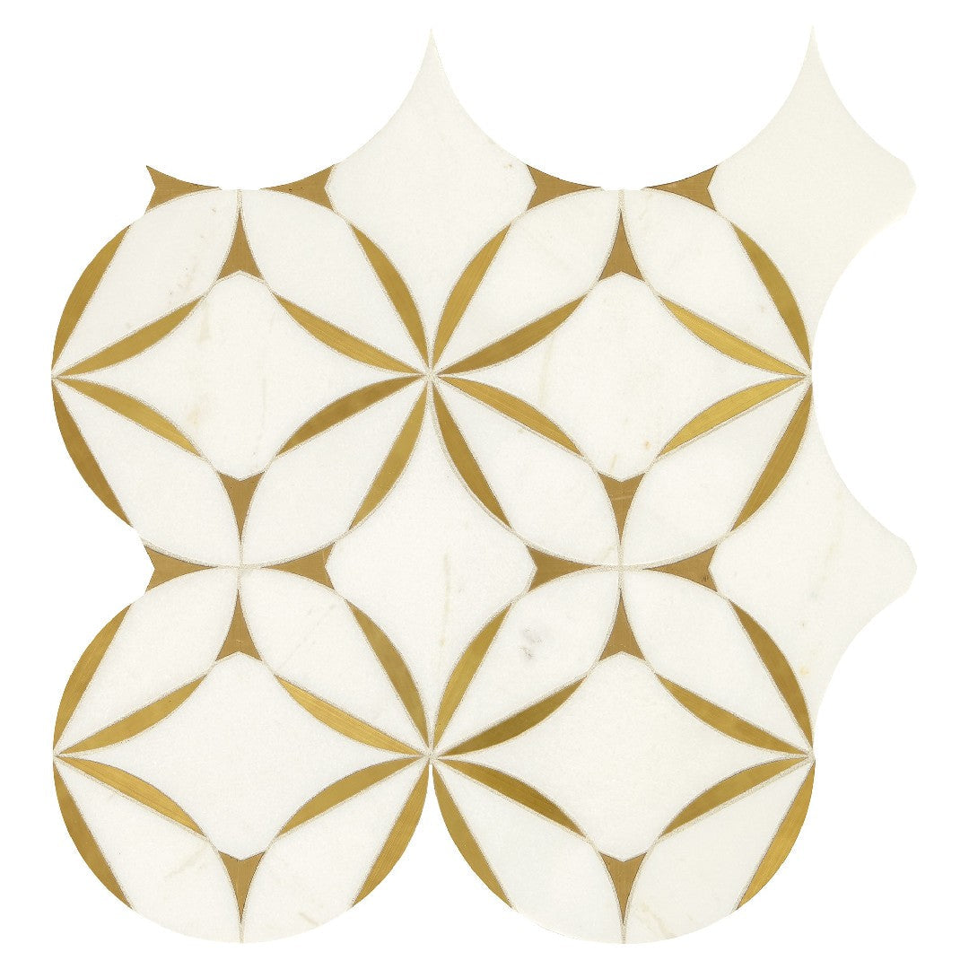 Daltile-Lavaliere-8-x-8-Polished-Natural-Stone-Blossom-Wall-Mosaic-Thassos-White-|-Brass