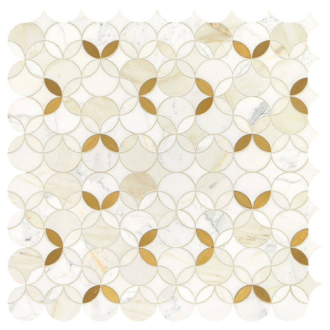 Daltile-Lavaliere-12-x-12-Polished-Natural-Stone-Shapestry-Wall-Mosaic-Calacatta-Gold-|-Brass