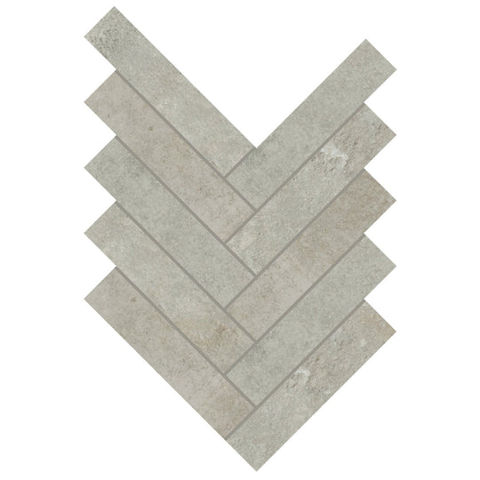 Daltile-Rekindle-9.38-x-17.5-Matte-Porcelain-2x6-Herringbone-Mosaic-Light-Gray