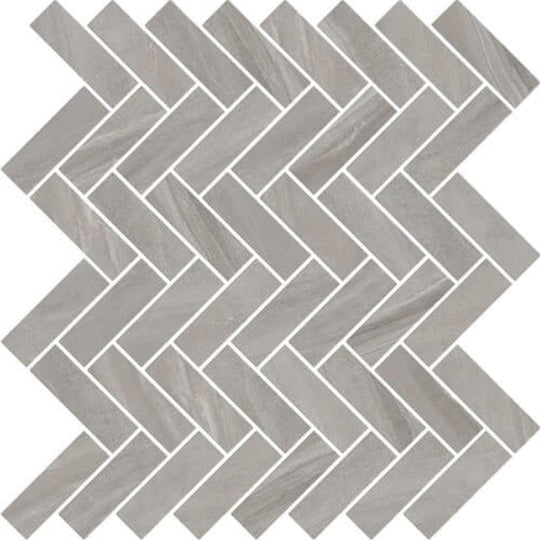 Happy Floors 11" x 13" Limerock Interlocking Natural Porcelain Herringbone Mosaic