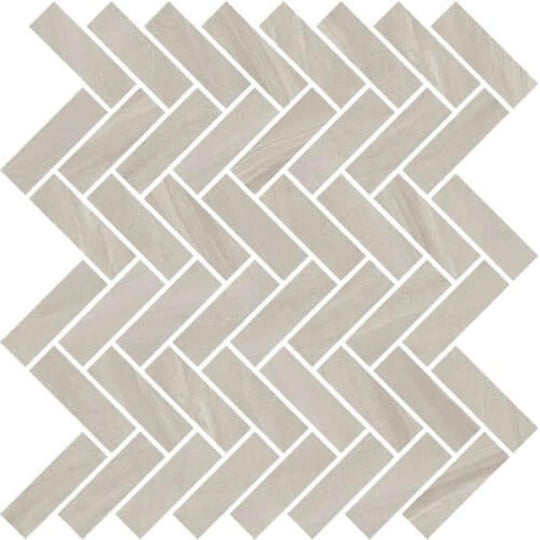 Happy Floors 11" x 13" Limerock Interlocking Natural Porcelain Herringbone Mosaic