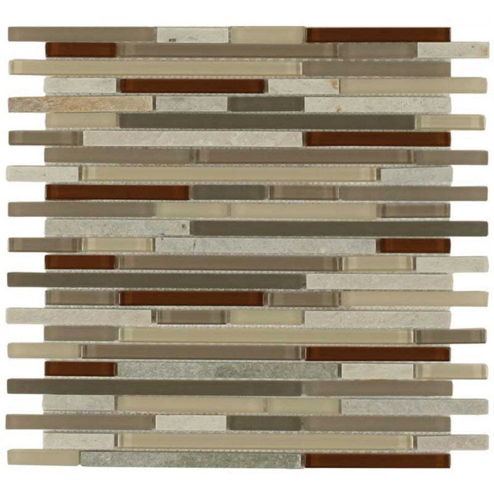 Maniscalco Stone 12" x 12" Sutherland Glass & Slate Interlock Stix Mosaic