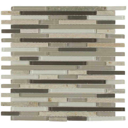 Maniscalco Sutherland 12" x 12" Glass & Slate Interlock Stix Mosaic