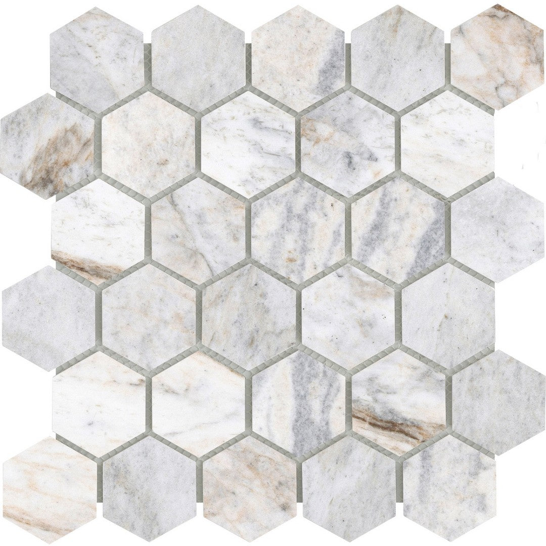 Emser 12" x 12" Valsecca Honed 2" Hexagon Marble Mosaic