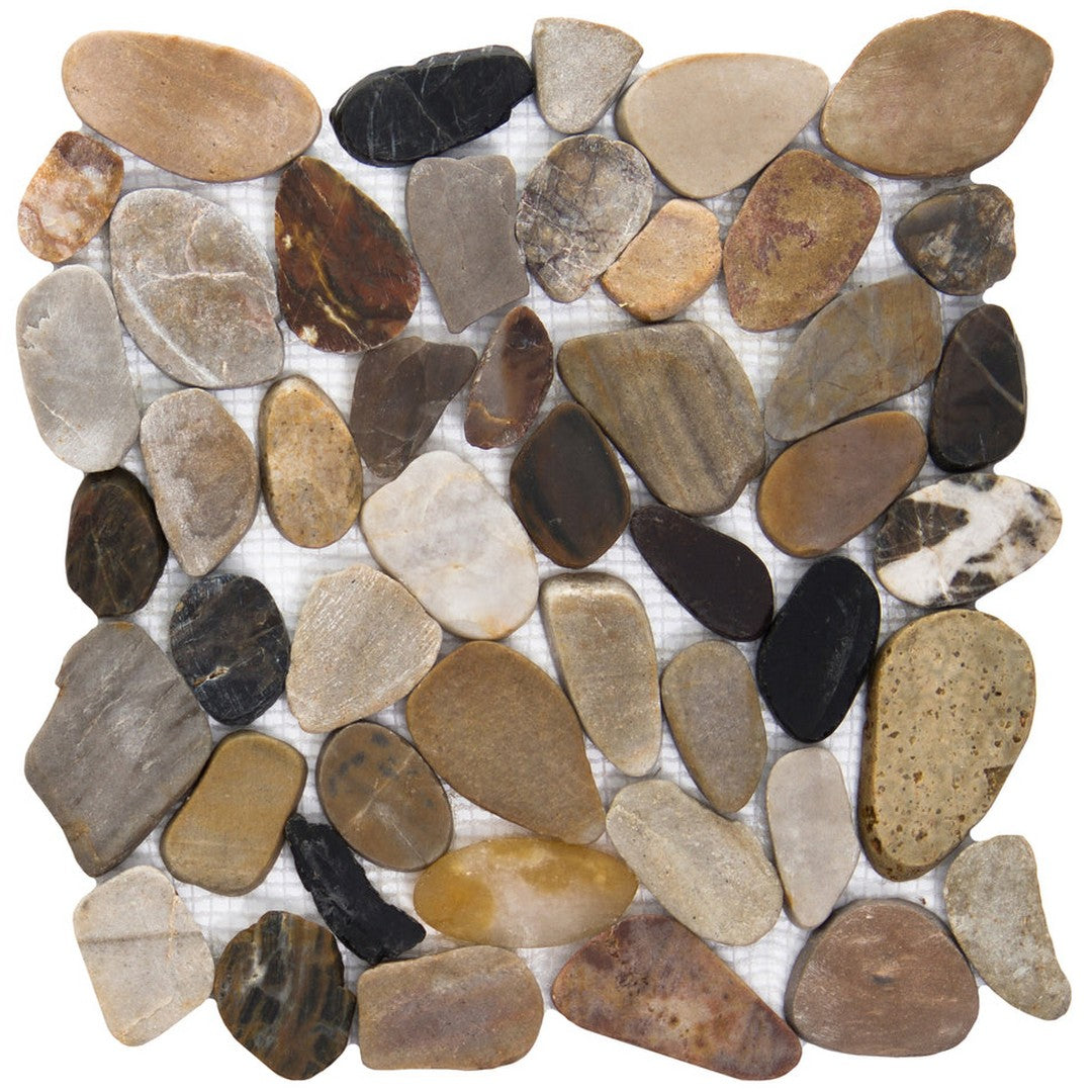 Emser Flat Rivera 12" x 12" Honed Natural Stone Pebbles Four Color Mosaic