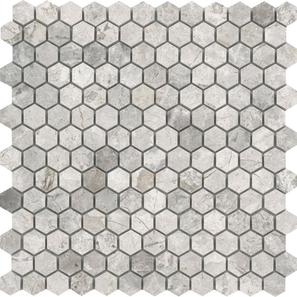 Emser Marble Silver 12" x 12" Polished Marble Hexagon Mosaic