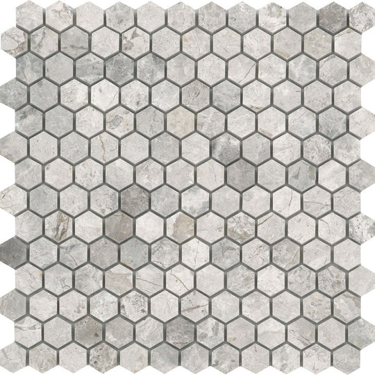 Emser Marble Silver 12" x 12" Polished Marble Hexagon Mosaic