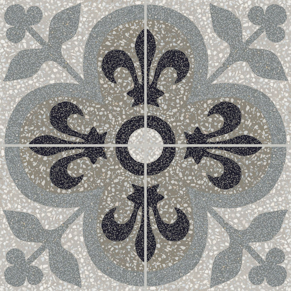 Marazzi D_Segni Terrazzo 8" x 8" Fleur-De-Lis Deco Square Matte Tile