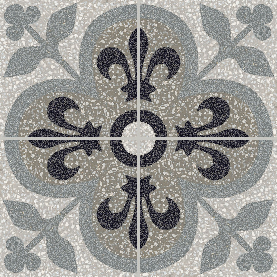 Marazzi D_Segni Terrazzo 8" x 8" Fleur-De-Lis Deco Square Matte Tile