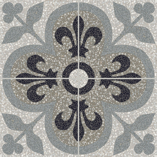 Marazzi D_Segni Terrazzo 8" x 8" Fleur-De-Lis Deco Square Matte Tile