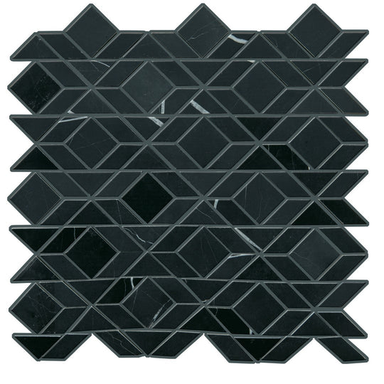 Daltile-Pietra-Divina-13-x-14-Rectified-Honed-Natural-Stone-Framework-Mosaic-Nero-Marquina