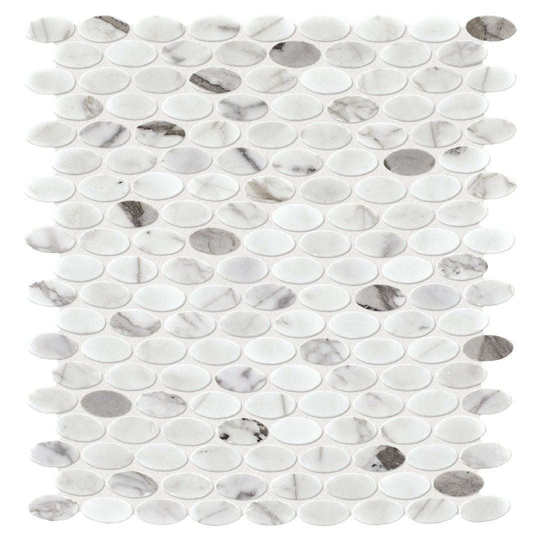 Daltile-Natural-Stone-Marble-12-x-13-Polished-1.5x0.75-Oval-Mosaic-Venetation-Calacatta