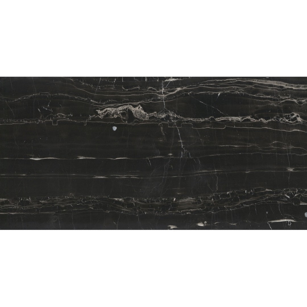 Emser Tile 12" x 24" Black Silk Polished Marble Tile