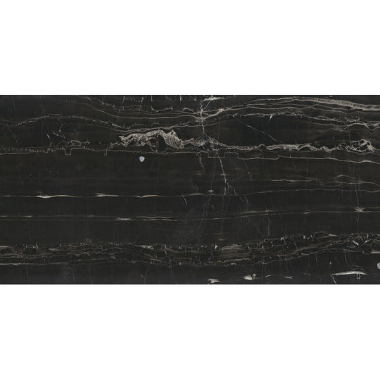 Emser Tile 12" x 24" Black Silk Polished Marble Tile