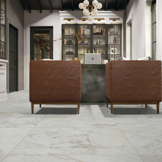 Daltile-Marble-Attache-Lavish-32-x-32-Rectified-Polished-Porcelain-Floor-Tile-Golden-Reverie