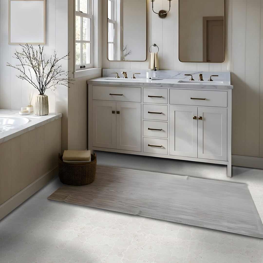 Bati-Orient-12-x-12-White-&-Grey-Marble-Classic-Interlocking-3-Cross-&-Star-Mosaic-Beige