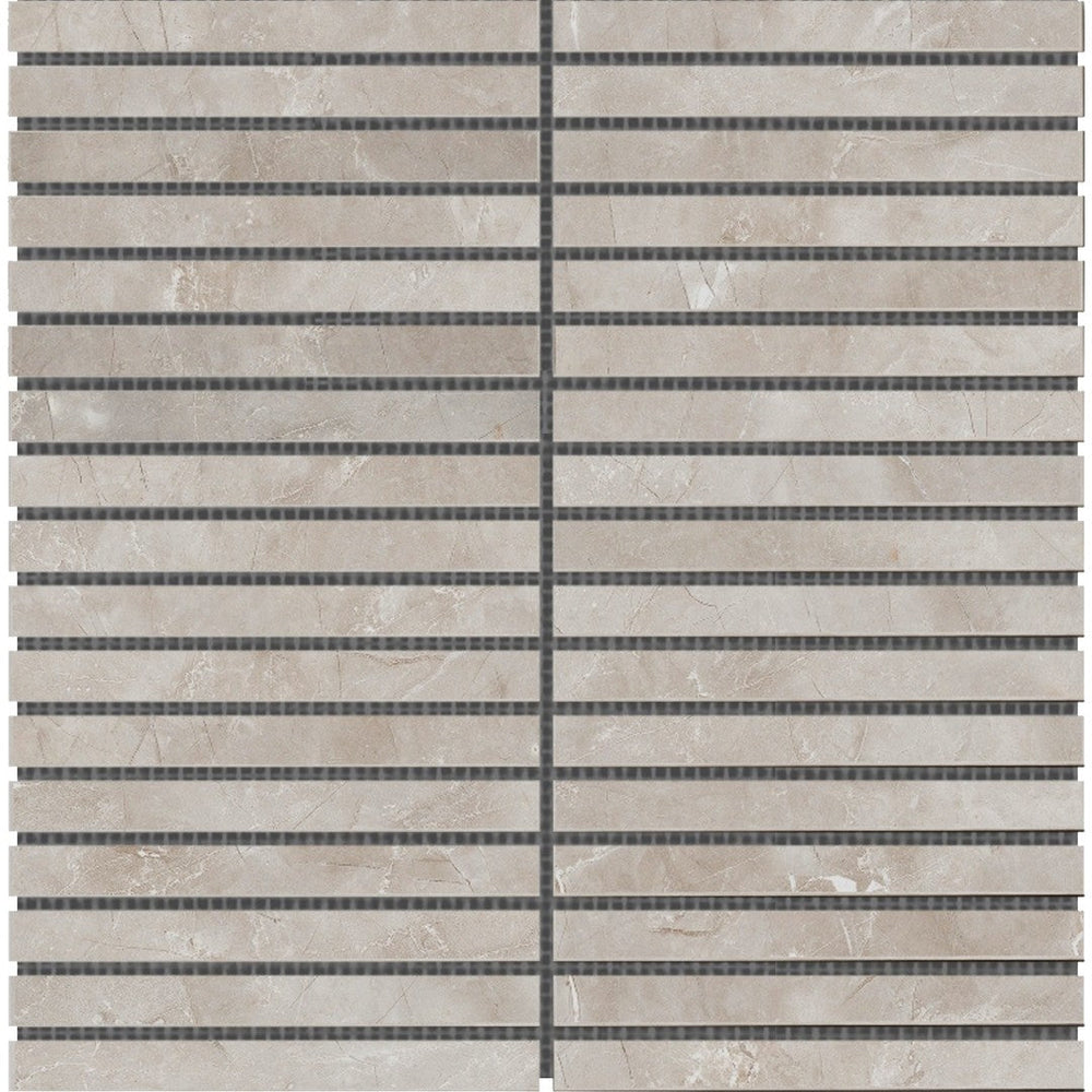 Bati Orient 12" x 12" White & Grey Marble Classic Baguette Marble Mosaic