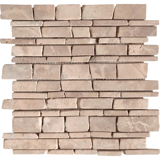 Bati Orient 12" x 12" Ancient Matte Flat Stick Random Marble Mosaic