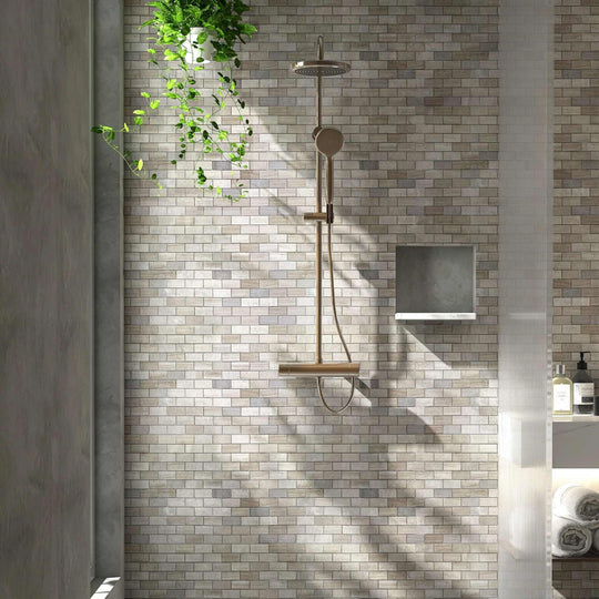 Bati-Orient-11.7-x-11.7-White-&-Grey-Marble-Classic-Interlocking-Multi-Brick-Mosaic-Grey