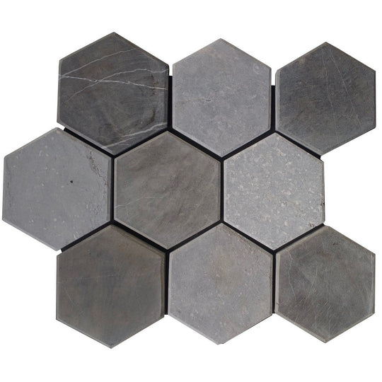 Bati Orient 12" x 11" Hexagon Honed Hexagon Marble Mosaic