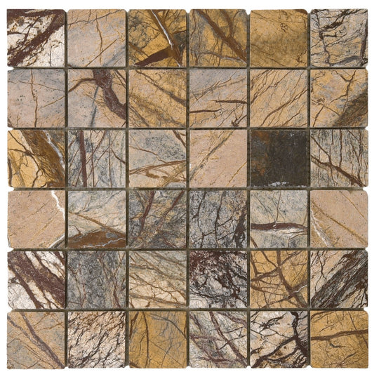 Bati Orient 12" x 12" White & Grey Marble Classic Polished Mosaic