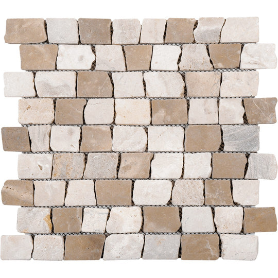 Bati Orient 11.6" x 12" Ancient Matte Cubic Brick Marble Mosaic