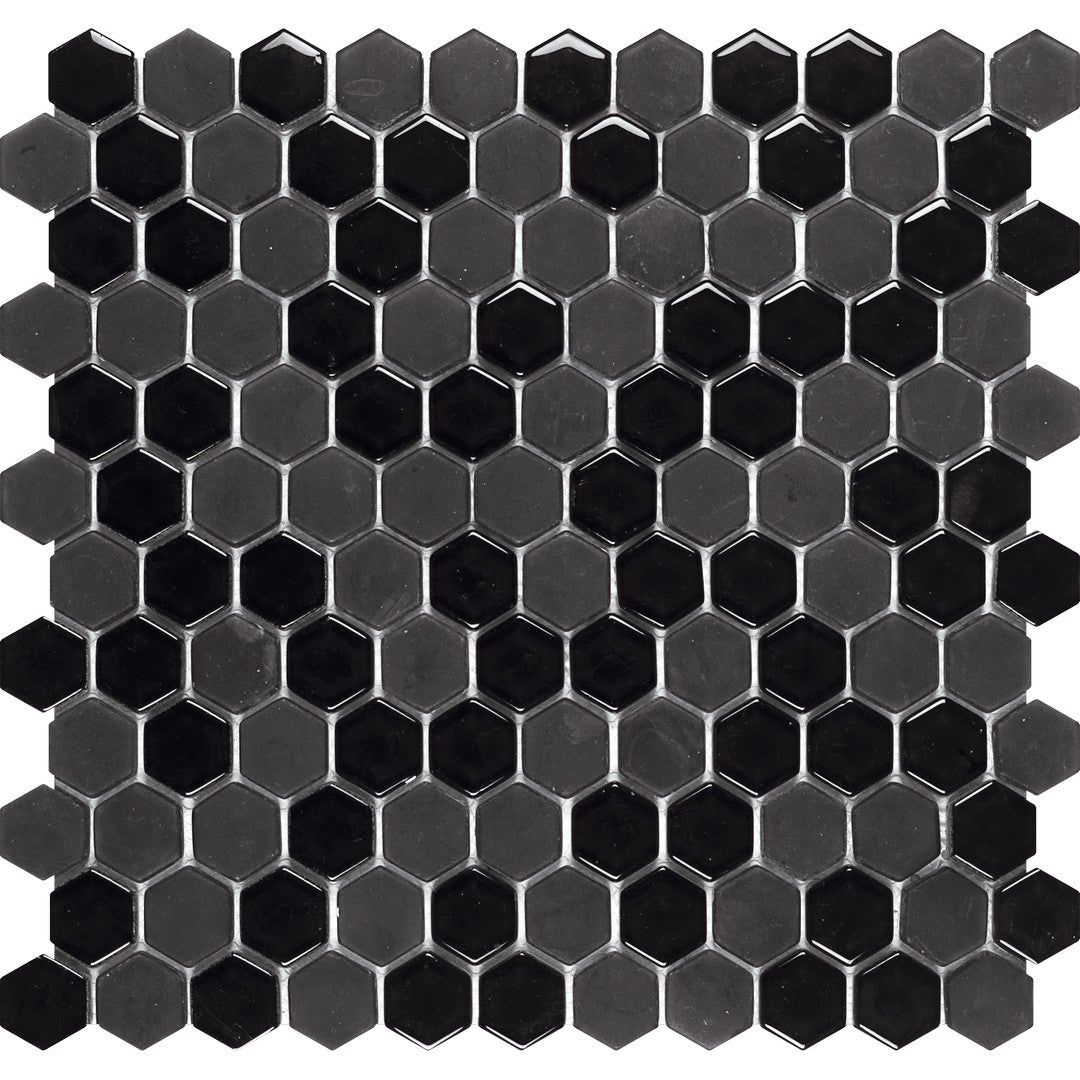 Bati Orient 12" x 12" Terrazzo Matte & Glossy Hexagon Glass & Marble Mosaic
