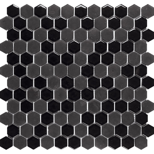 Bati Orient 12" x 12" Terrazzo Matte & Glossy Hexagon Glass & Marble Mosaic