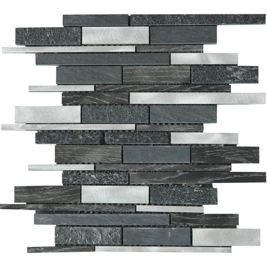 Bati Orient 12" x 12" Terrazzo Baguette Aluminum & Stone Mosaic