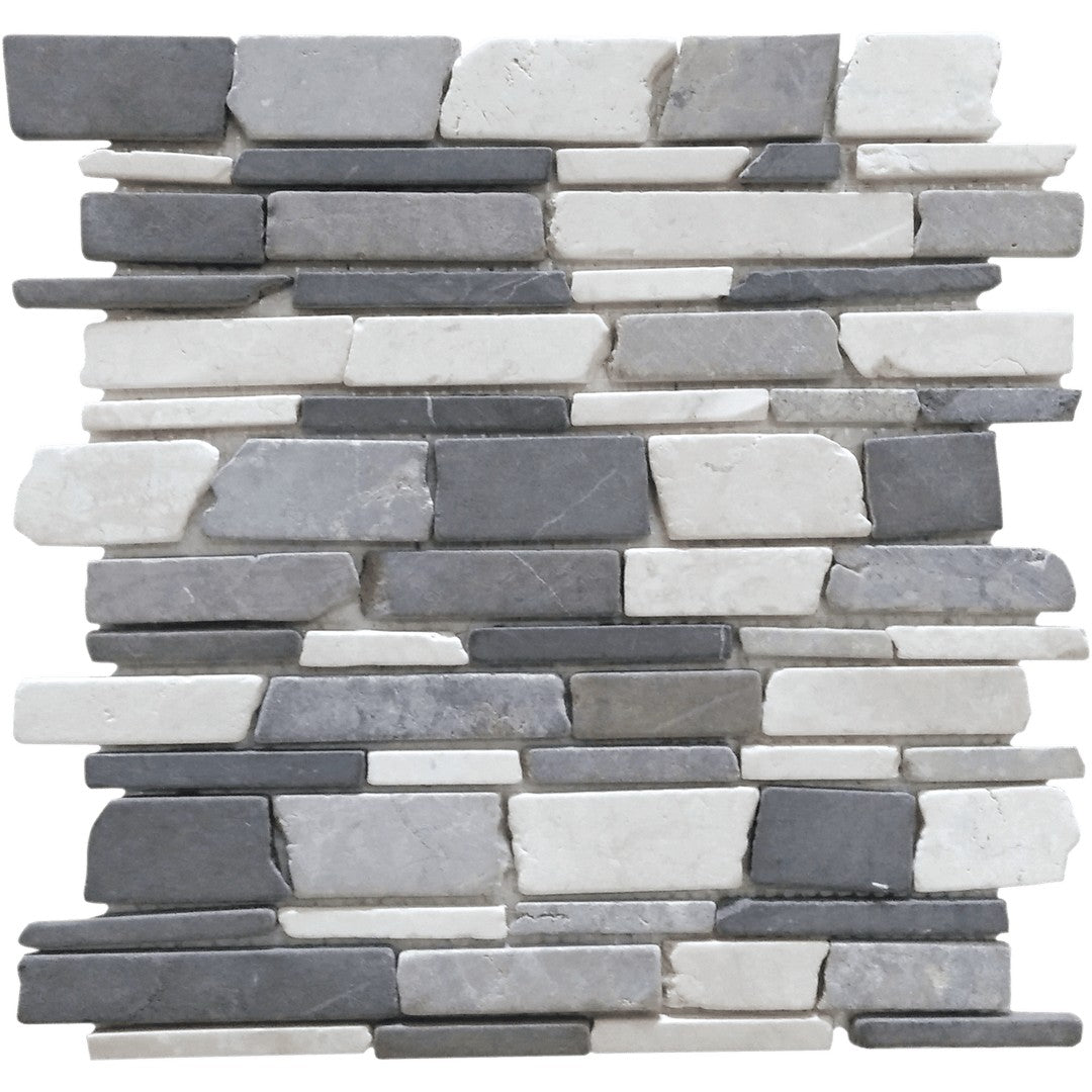 Bati Orient 12" x 12" Ancient Matte Flat Stick Random Marble Mosaic