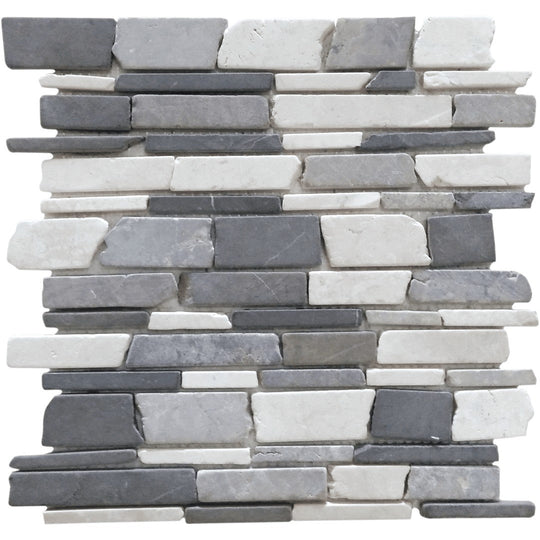 Bati Orient 12" x 12" Ancient Matte Flat Stick Random Marble Mosaic