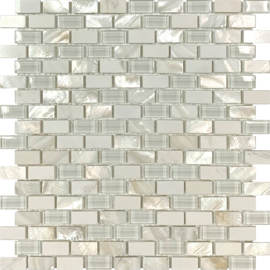 Bati Orient 11.4" x 12" Terrazzo Mother of Pearl, Glass & Marble Brick Mosaic