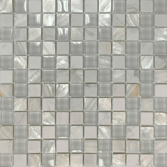 Bati Orient 11.7" x 11.7" Terrazzo Mother Of Pearl, Glass & Marble Mosaic