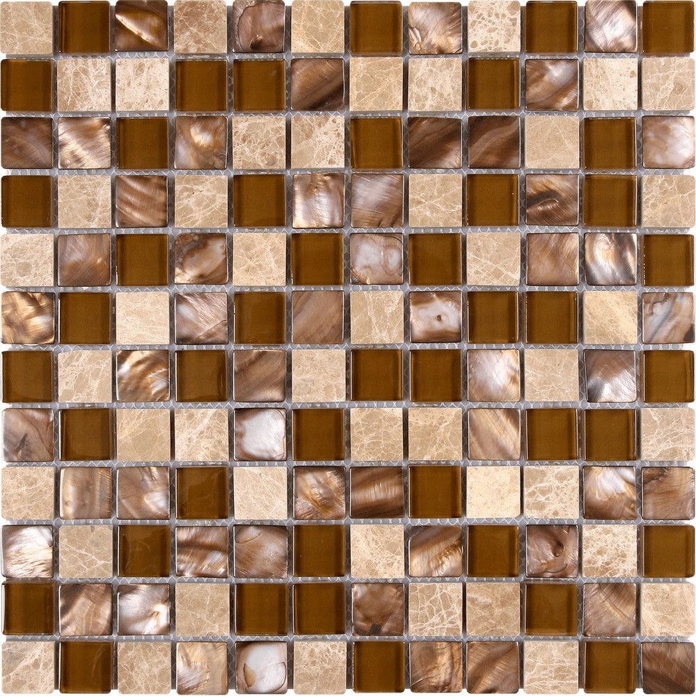 Bati Orient 11.7" x 11.7" Terrazzo Mother Of Pearl, Glass & Marble Mosaic