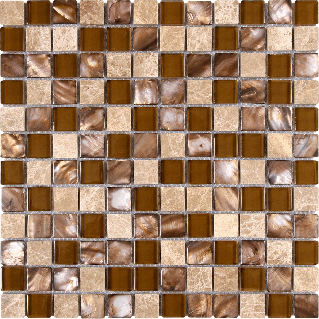 Bati Orient 11.7" x 11.7" Terrazzo Mother Of Pearl, Glass & Marble Mosaic