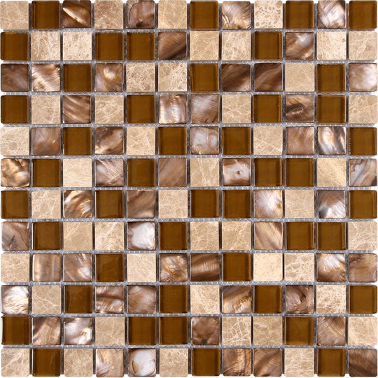 Bati Orient 11.7" x 11.7" Terrazzo Mother Of Pearl, Glass & Marble Mosaic