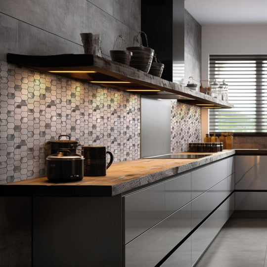 Bati-Orient-11.2-x-10.4-Terrazzo-Multi-Hexagon-Aluminum-&-Stone-Mosaic-Silver-Mix